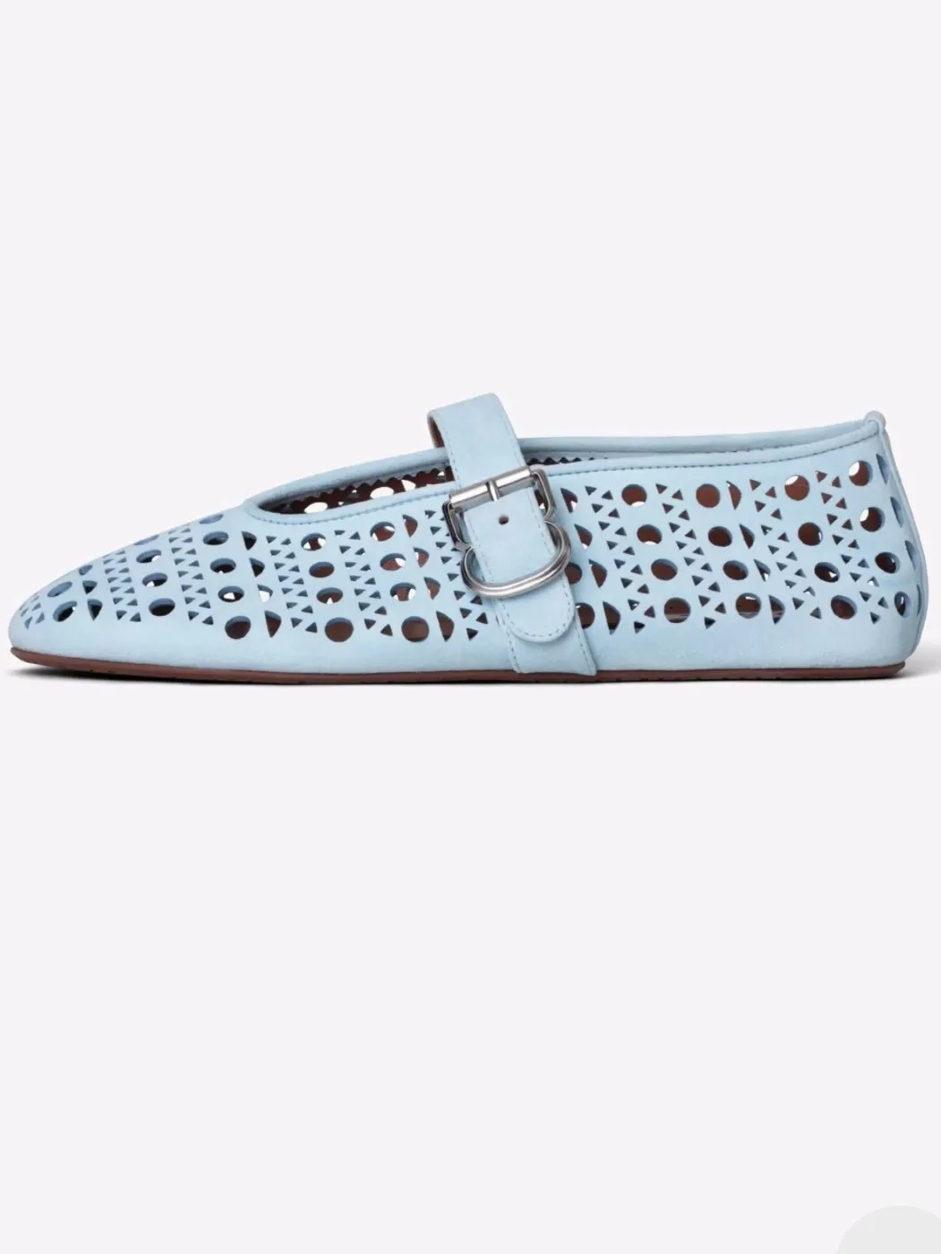 Light blue cutout pattern flats shoes