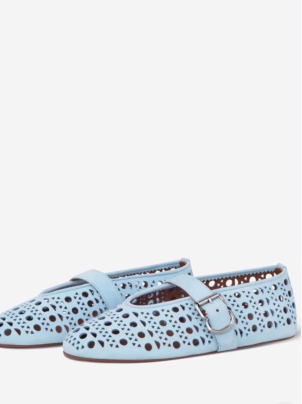 Light blue cutout pattern flats shoes