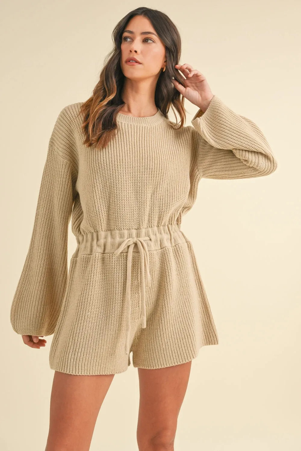 Mable Long Sleeve Sweater Romper