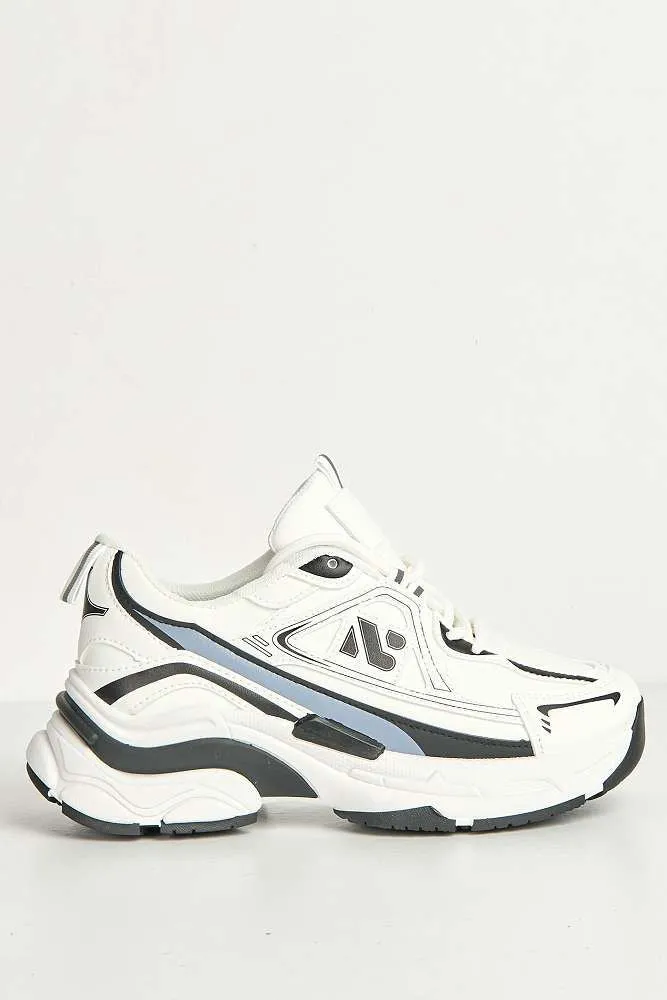 Meg Lacey Chunky Panel Trainers in White