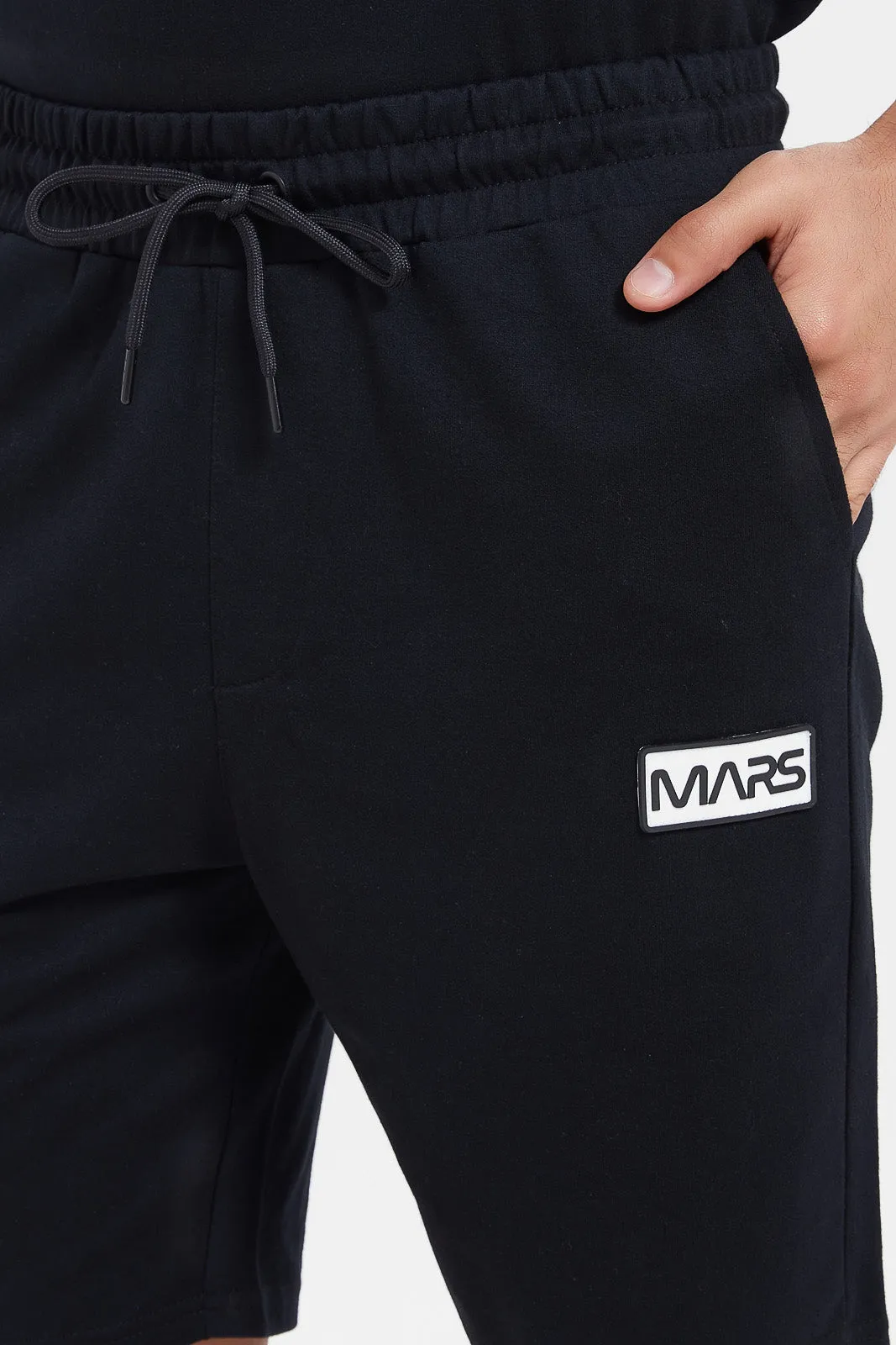 Men Black Embroidered Lounge Short