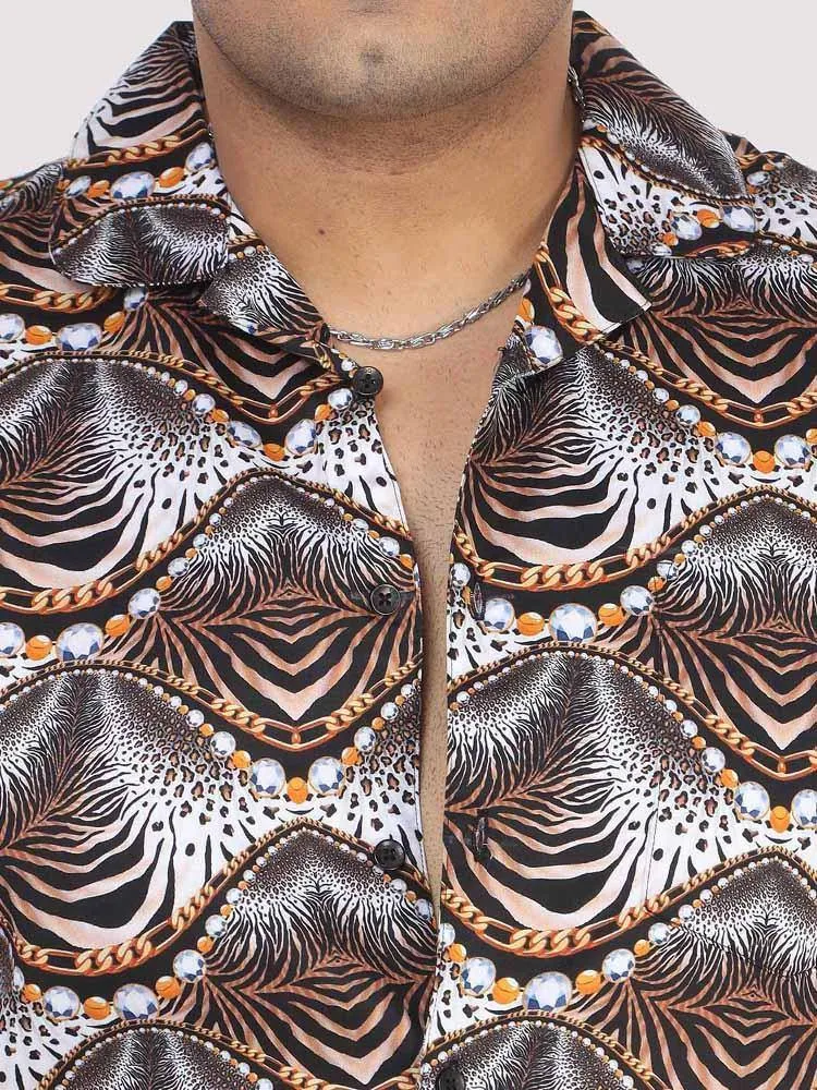 Men Plus Size Animal Wavy Printed Half Sleeve Co-Ords