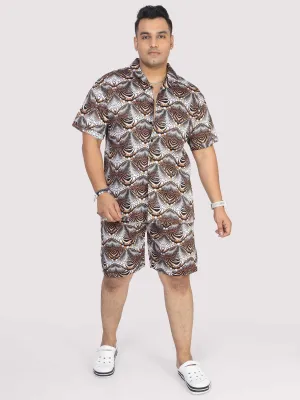 Men Plus Size Animal Wavy Printed Half Sleeve Co-Ords