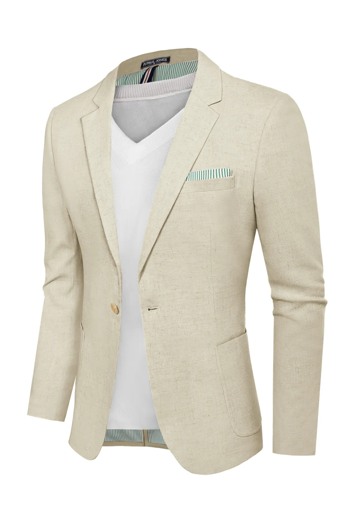 Men's Casual Slim Fit Linen Jacket Lightweight Two Buttons Blazer Sporty Slim Fit Leisure Blazer