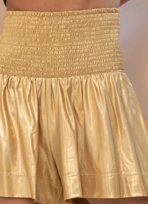 Metallic Gold Smock Shorts