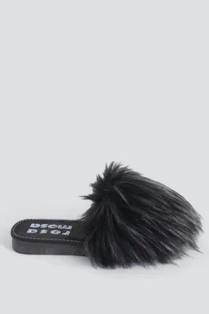 Nero Faux Fur Slippers