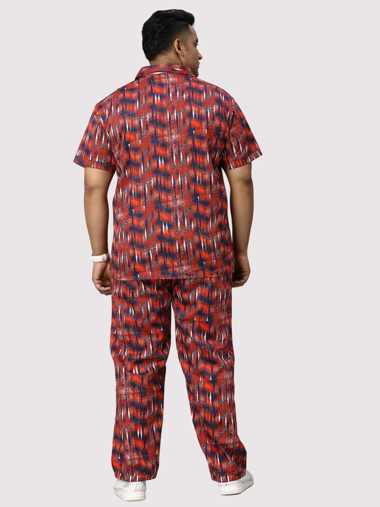 Persian Red Men Digital Printed Full Co-Ords Men's Plus Size