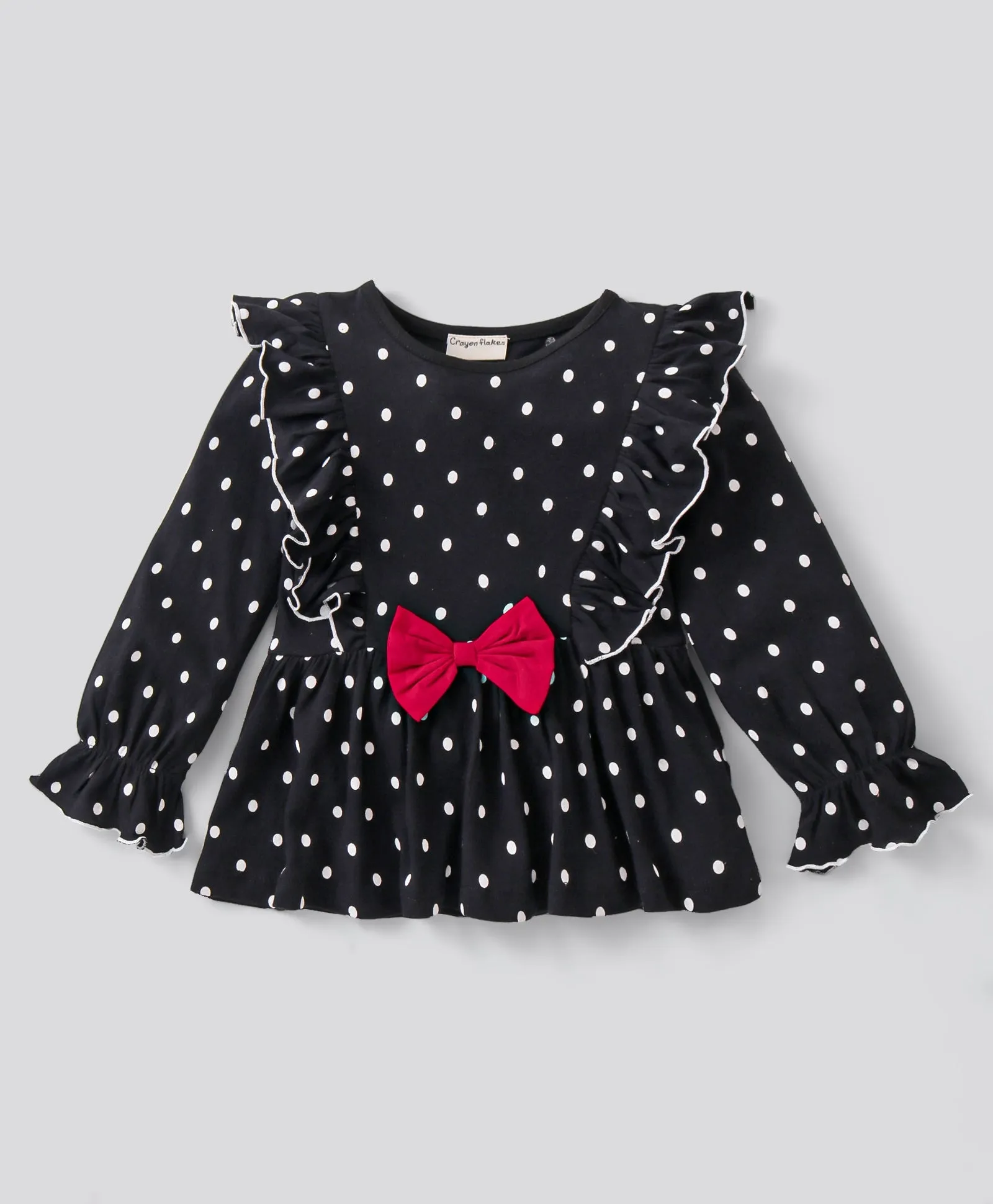 Polka Dots Printed Frilled Top Leggings Set