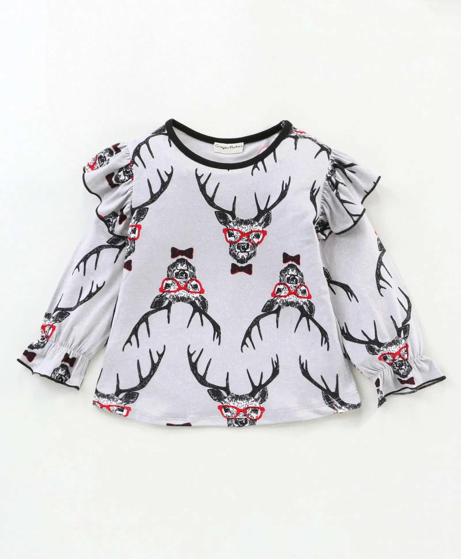 Reindeer Printed Frill Top Leggings Set