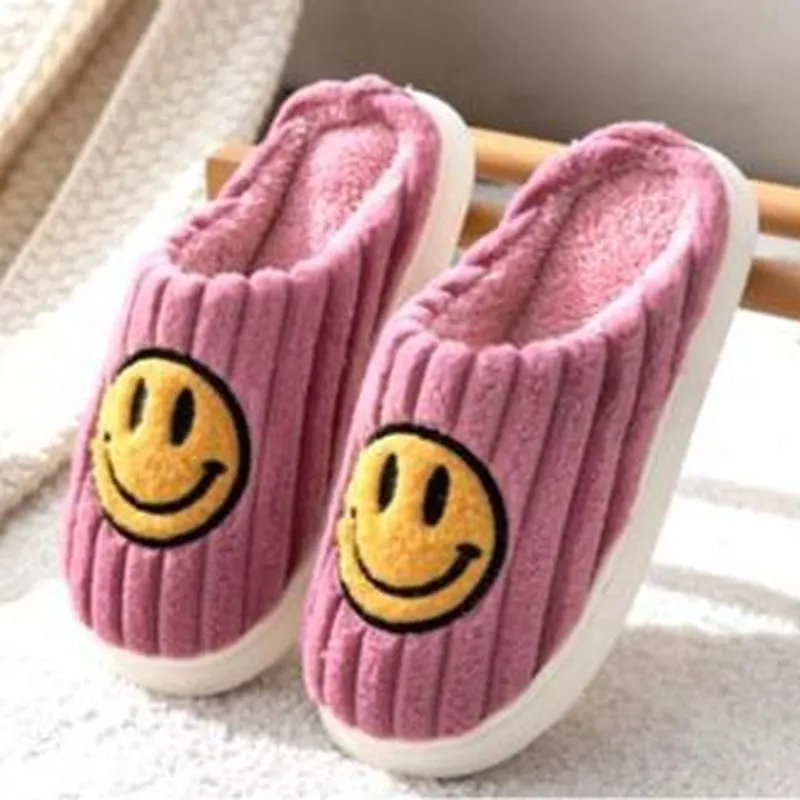 Ribbed Smiley Soft Slippers Multiple Colors