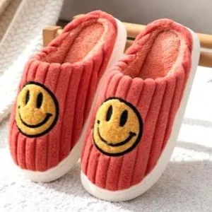 Ribbed Smiley Soft Slippers Multiple Colors