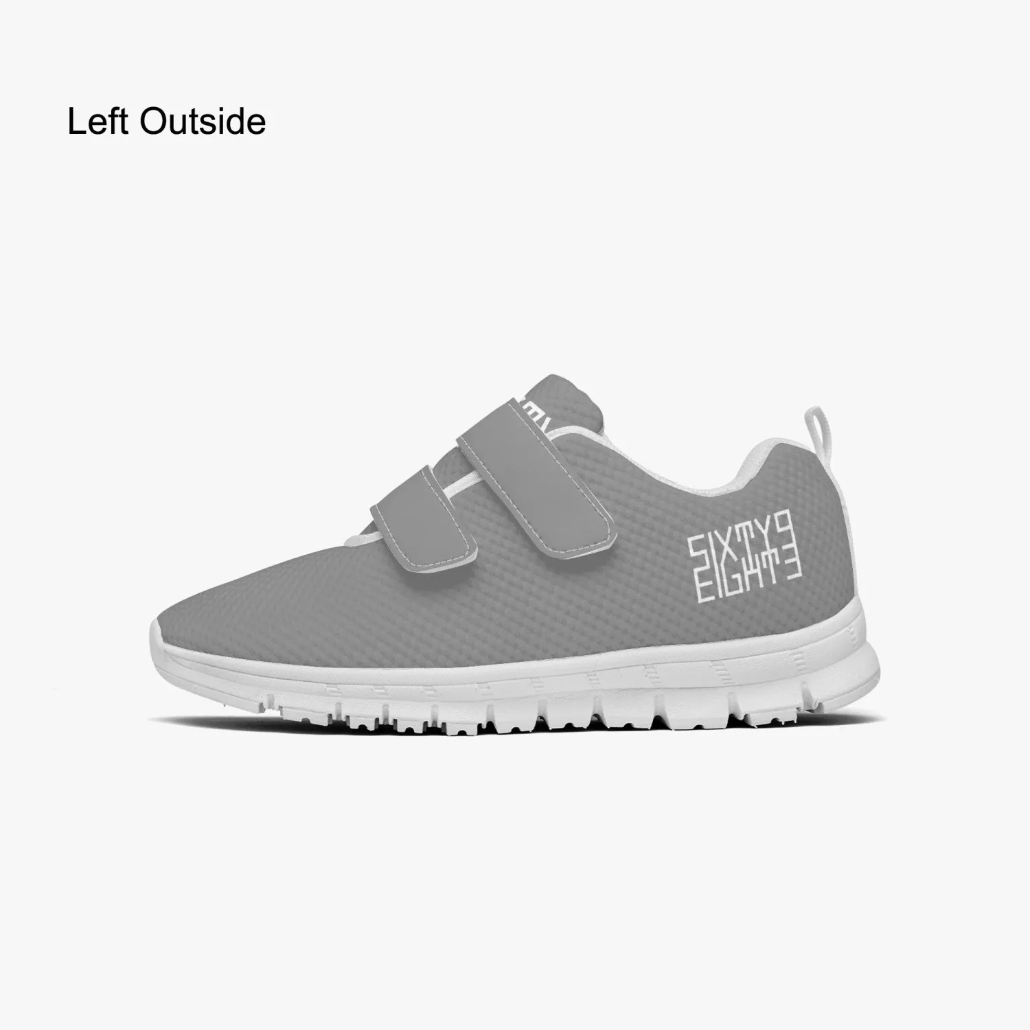 Sixty Eight 93 Logo White Grey Kids Lightweight Velcro Shoe