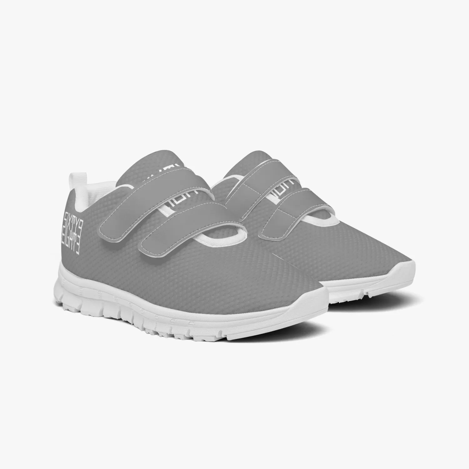 Sixty Eight 93 Logo White Grey Kids Lightweight Velcro Shoe