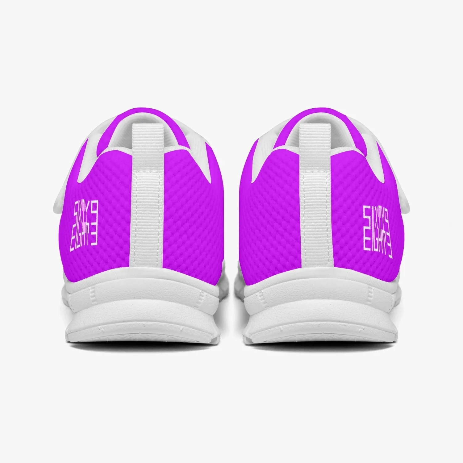 Sixty Eight 93 Logo White Purple Kids Lightweight Velcro Shoe