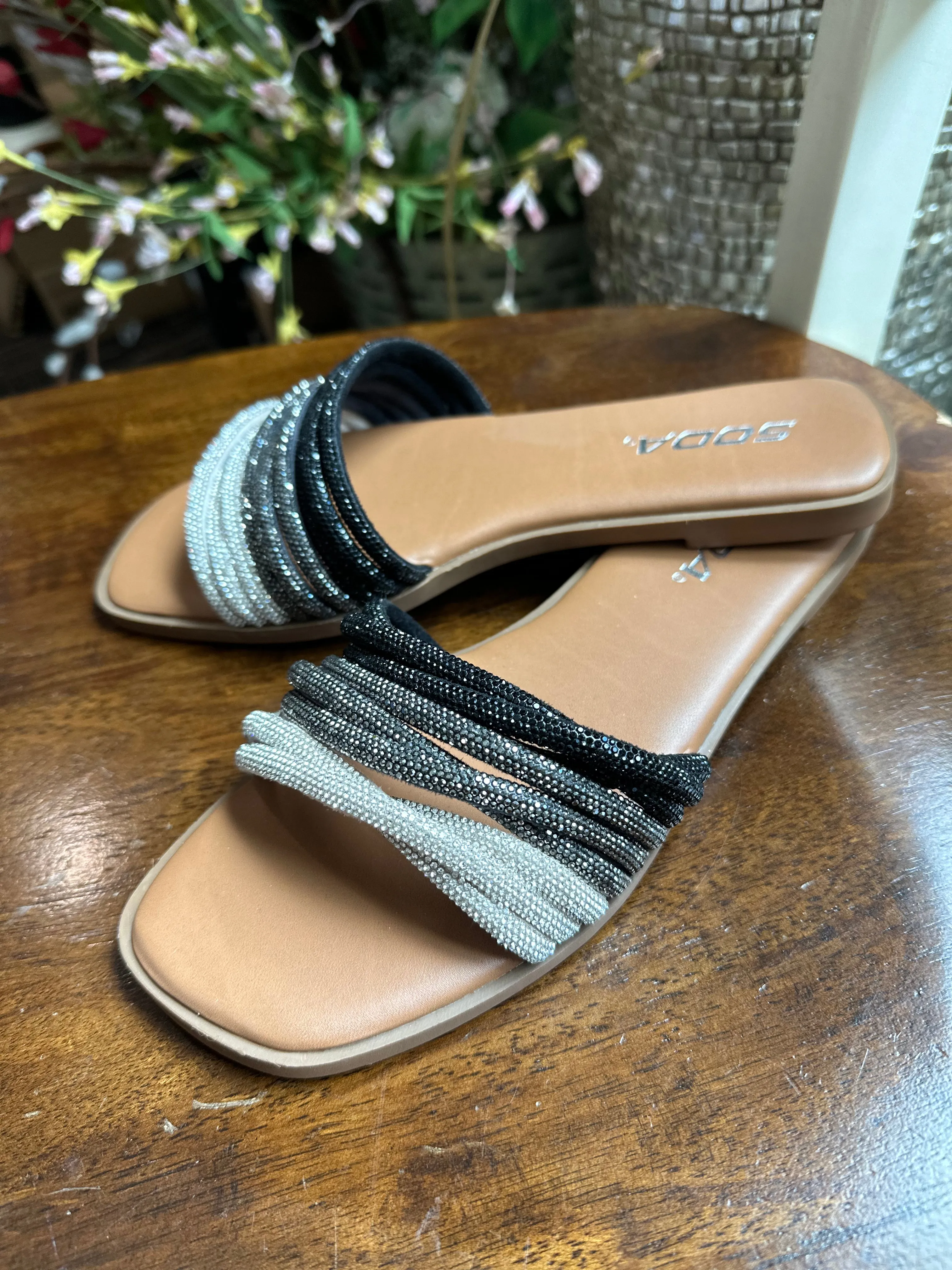 Stable Rhinestone Slide Sandal (SODA)