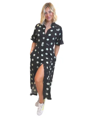 The Perfect Shirt Dress - Midnight Mint Polka