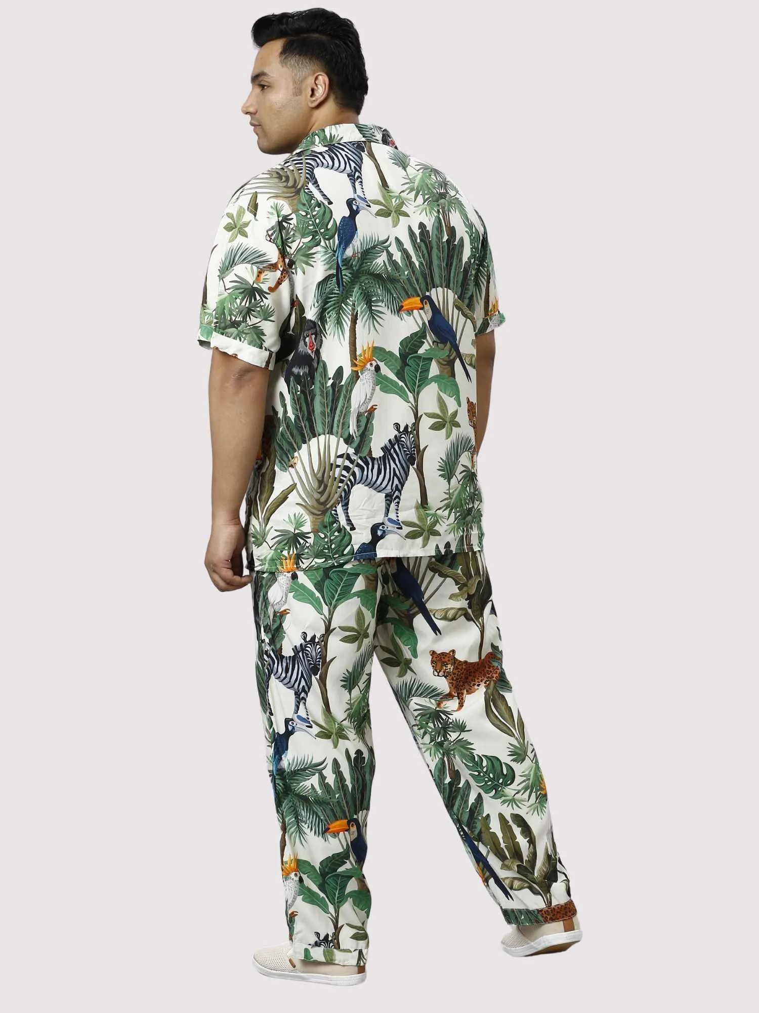 Wild Jungle Digital Printed Full Co-ords Set Men's Plus Size