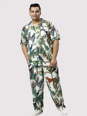 Wild Jungle Digital Printed Full Co-ords Set Men's Plus Size