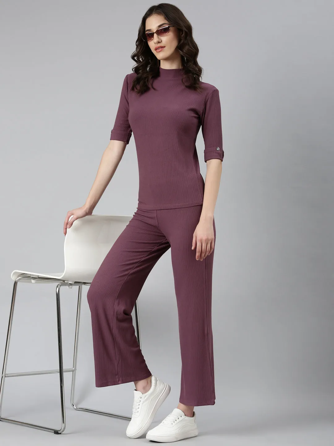 Women Purple Solid Tracksuit