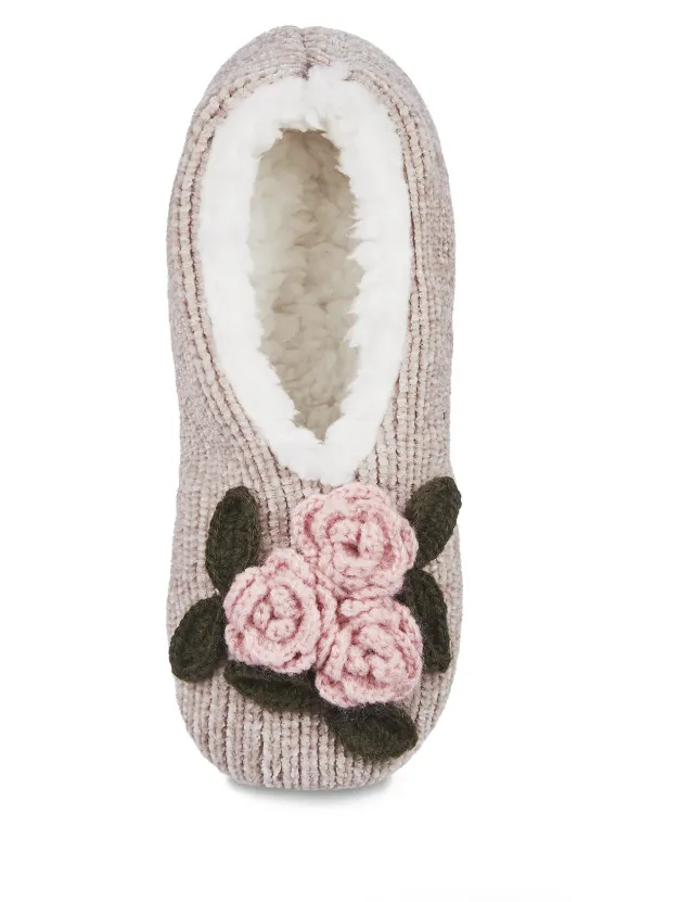 Women's Coming Up Roses Chenille Plush-Lined Slippers