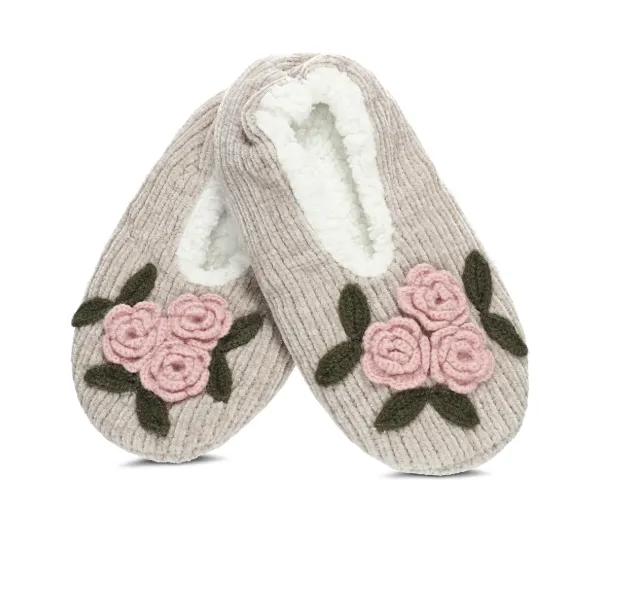 Women's Coming Up Roses Chenille Plush-Lined Slippers