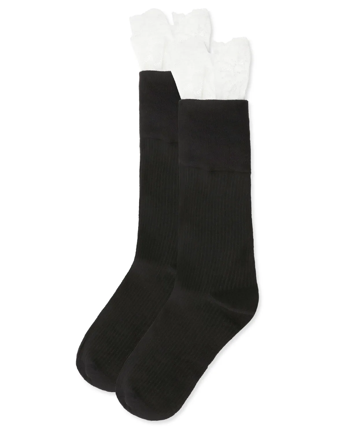 Women's Delicate Lace Slant Ribbed Crew Socks