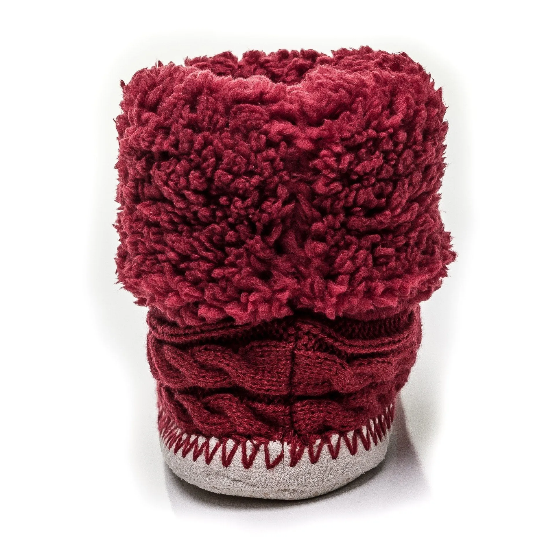 Women's Fuzzy Delight Cable Knit Indoor Short Boot Slippers - Red