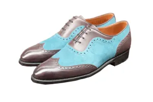 Yakima - MTO - Shaded Grey Calf / Teal Suede - SEA Last - Single Leather Sole