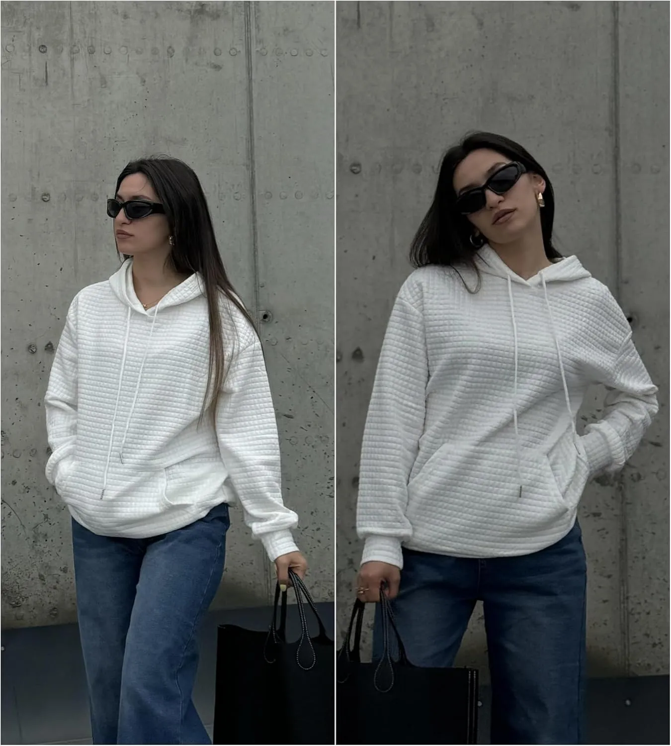 Zeagoo Hoodie Oversize Hoodie Casual Waffle Pullover (DE Only)