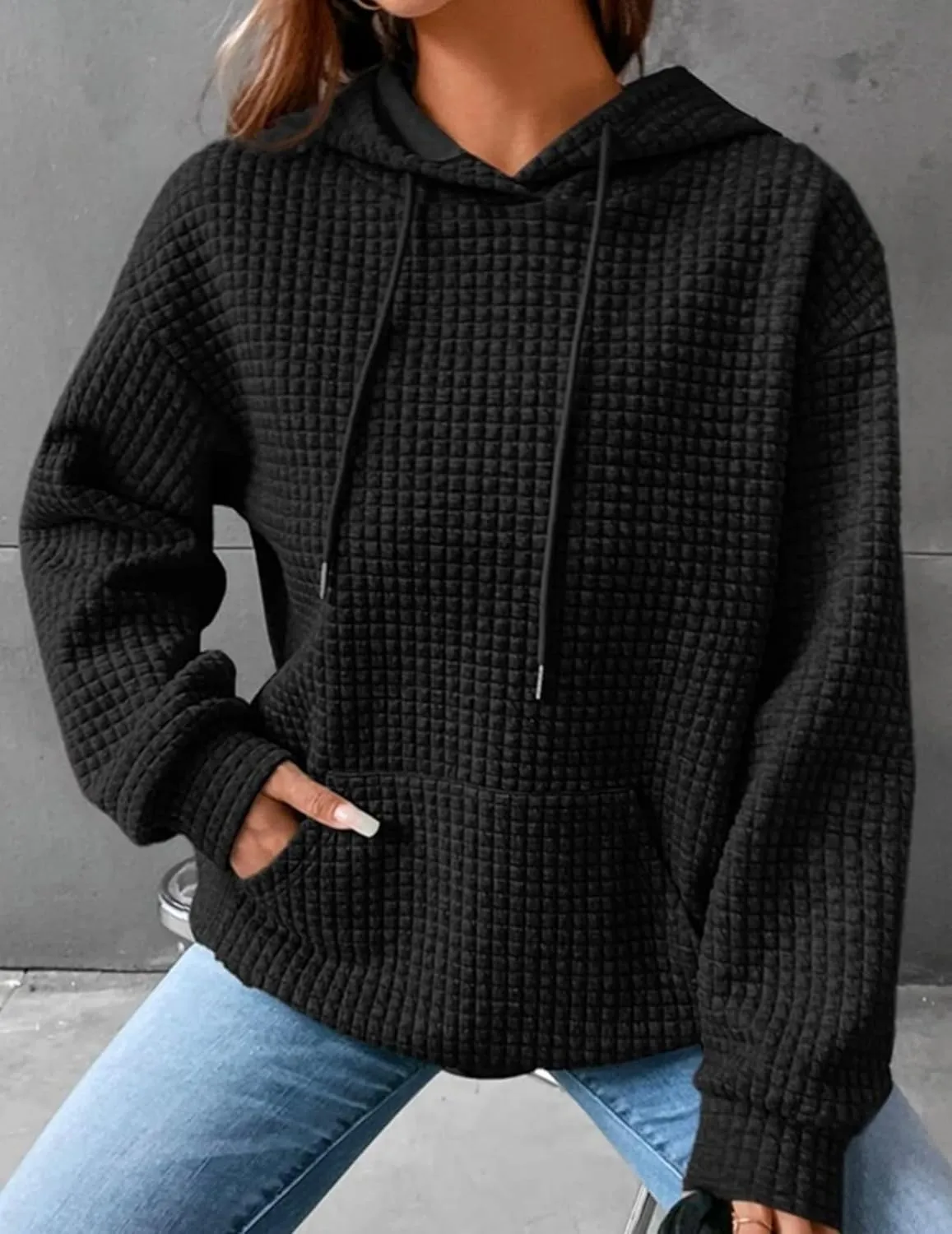 Zeagoo Hoodie Oversize Hoodie Casual Waffle Pullover (DE Only)