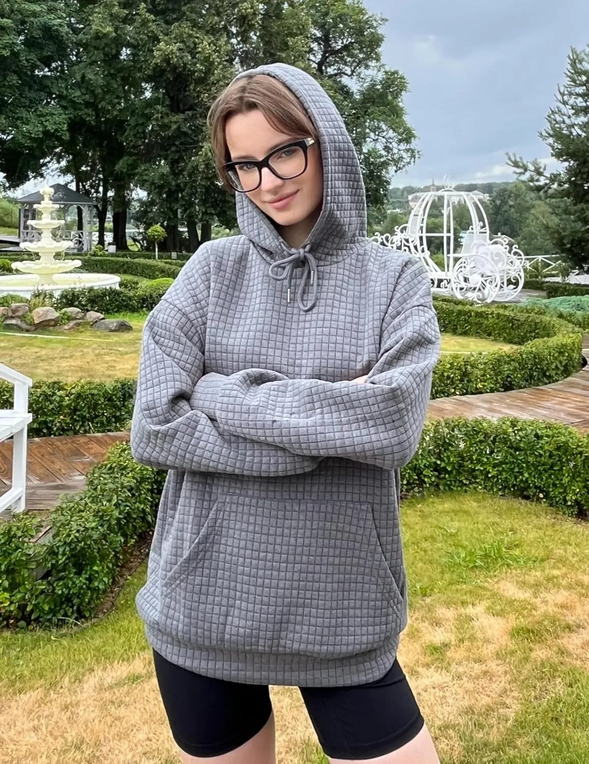 Zeagoo Hoodie Oversize Hoodie Casual Waffle Pullover (DE Only)