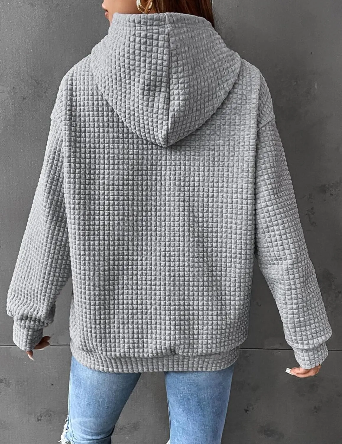 Zeagoo Hoodie Oversize Hoodie Casual Waffle Pullover (DE Only)